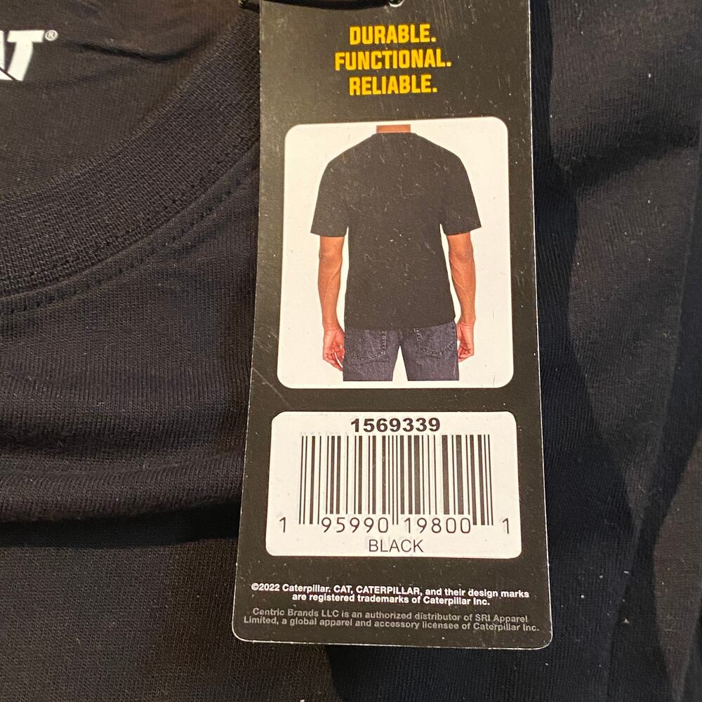 L Cat Caterpillar Heavy Dozer Machinery Equipment Logo Tee T Shirt Black Yellow - Picture 5 of 5